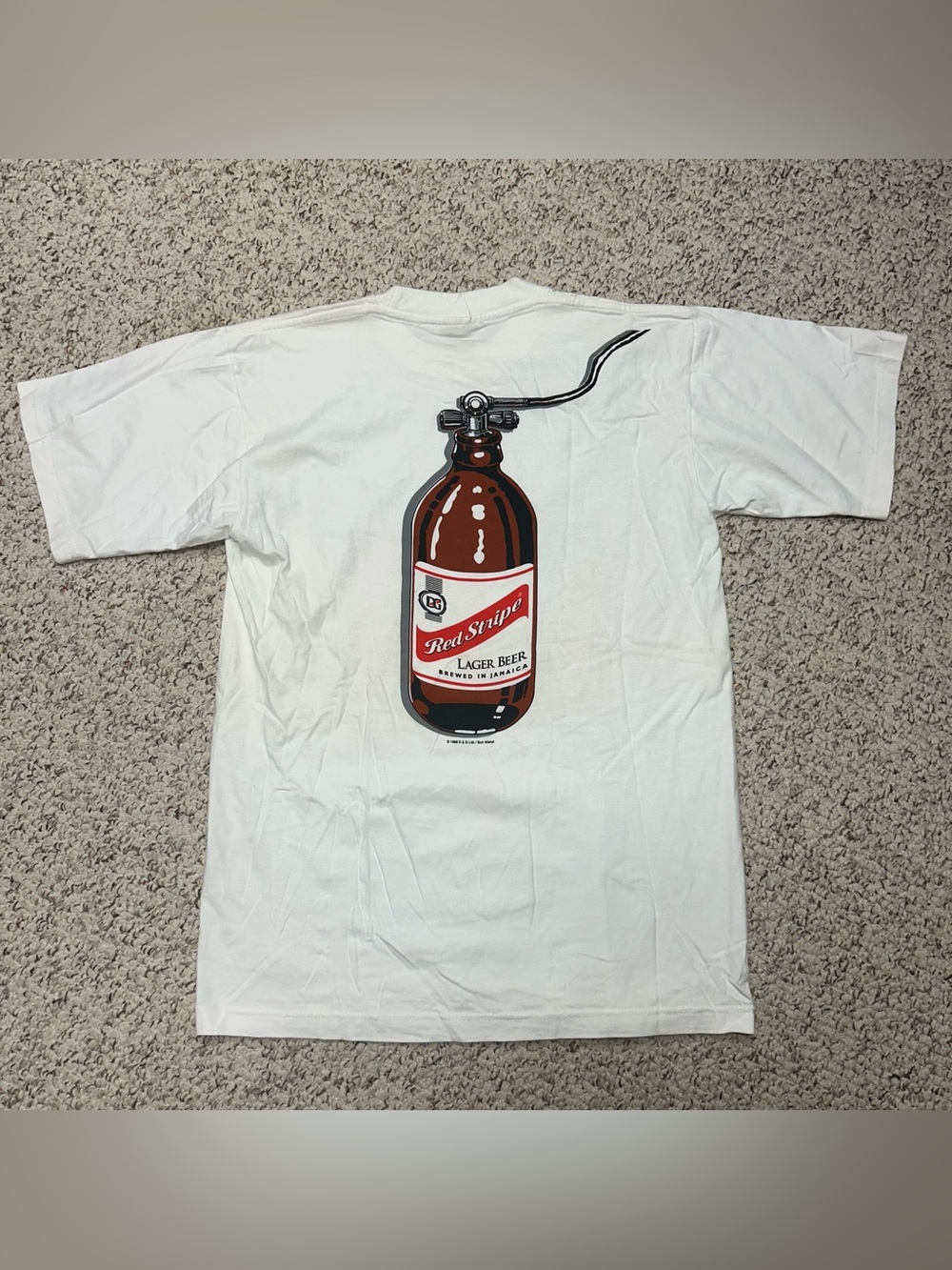 VTG Red Stripe Lager Beer Tee Jamaica Scuba Diving T-shirt Sz Small (20x30)